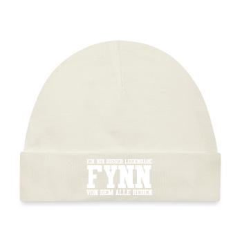 Fynn Name Design - Baby Premium Organic Mütze - Naturweiß - Vorne