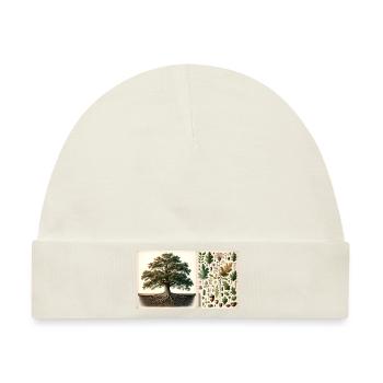 Oak Tree Botanical - Baby Premium Organic Mütze - Naturweiß - Vorne