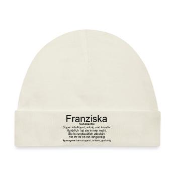 Name Definition Franziska - Baby Premium Organic Mütze - Naturweiß - Vorne