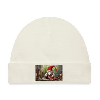 Niedliche kleine Zwerge Alltag – Basteln - Baby Premium Organic Mütze - Naturweiß - Vorne
