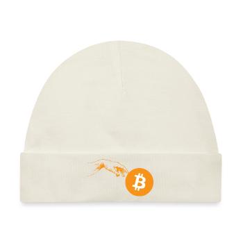 Krypto Creation Hand 3 Bitcoin - Baby Premium Organic Mütze - Naturweiß - Vorne