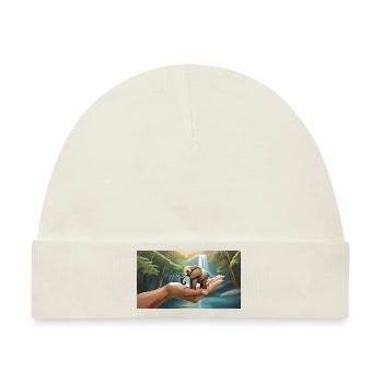 Lustiger Huhu, ein Elefant ist so klein wie eine Handfläche - Baby Premium Organic Mütze - Naturweiß - Vorne