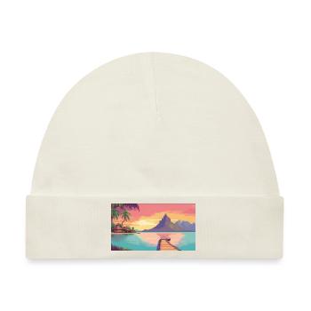 Bora Bora, Französisch-Polynesien - Pixel Art - Baby Premium Organic Mütze - Naturweiß - Vorne