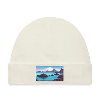 Blaue Lagune, Island - Pixel Art - Baby Premium Organic Mütze - Naturweiß - Vorne