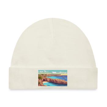 Insel Comino, Malta - Pixel Art - Baby Premium Organic Mütze - Naturweiß - Vorne