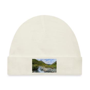 Berglandschaft Panorama mit Fluss - Baby Premium Organic Mütze - Naturweiß - Vorne
