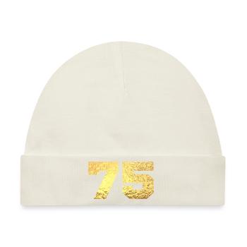 75 Gold Glitter - 75. Jahrestag - Baby Premium Organic Mütze - Naturweiß - Vorne