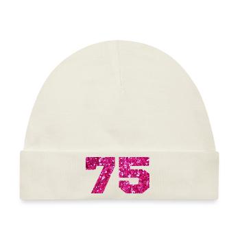 75 Pink Glitter - 75. Geburtstag - Baby Premium Organic Mütze - Naturweiß - Vorne