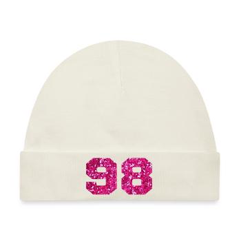 Nummer 98 Pink Glitter - 98. Geburtstag - Baby Premium Organic Mütze - Naturweiß - Vorne