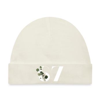 Nummer 67 Blumengrün - 67. Blumengeburtstag - Baby Premium Organic Mütze - Naturweiß - Vorne