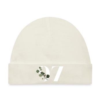 Nummer 97 Blumengrün - 97. Geburtstag Blumen - Baby Premium Organic Mütze - Naturweiß - Vorne