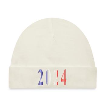 2024 Blau Weiß Rot - Baby Premium Organic Mütze - Naturweiß - Vorne