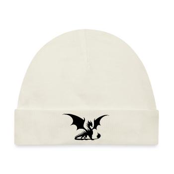 Drache mit Flügeln Mittelalter Fantasy Style - Baby Premium Organic Mütze - Naturweiß - Vorne