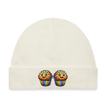 muffin cartoon 2 - Baby Premium Organic Mütze - Naturweiß - Vorne