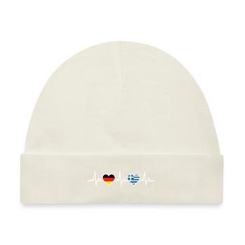 Griechenland Deutschland Herzschlag Flagge Grieche - Baby Premium Organic Mütze - Naturweiß - Vorne