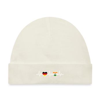 Indien Deutschland Herzschlag Flagge Inder - Baby Premium Organic Mütze - Naturweiß - Vorne