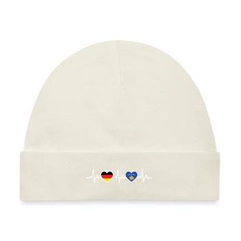 Kosovo Deutschland Herzschlag Flagge Kosovare - Baby Premium Organic Mütze - Naturweiß - Vorne