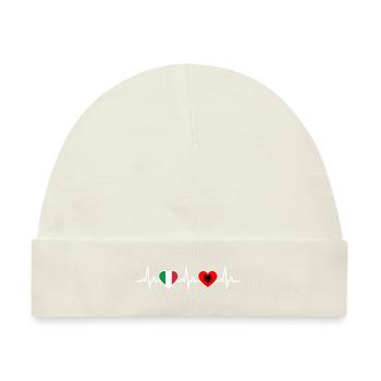 Albanien Italien Albanische Herzschlag Flagge - Baby Premium Organic Mütze - Naturweiß - Vorne