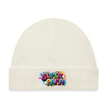 Cooles Superpapa Shirt im Graffiti Style für Väter - Baby Premium Organic Mütze - Naturweiß - Vorne