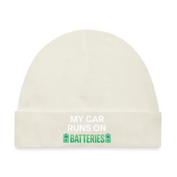Mein Auto wird mit Batterien betrieben - Baby Premium Organic Mütze - Naturweiß - Vorne