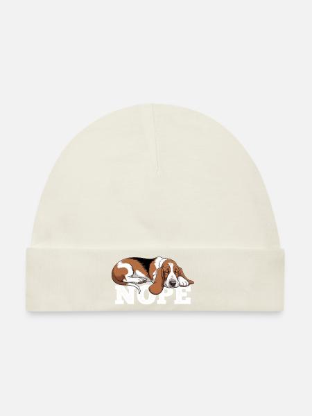 Basset Hound Nope - Baby Premium Organic Mütze - Naturweiß