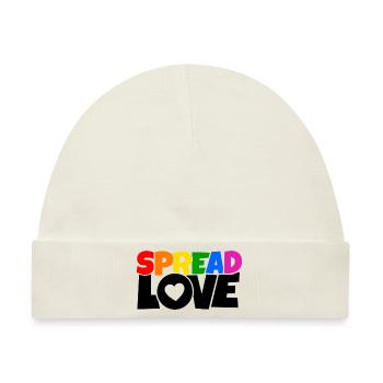 T-Shirt mit Spread Love in Regenbogenfarben - Baby Premium Organic Mütze - Naturweiß - Vorne