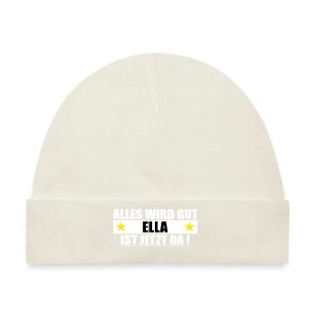 Ella Name Vorname Geburtstag - Baby Premium Organic Mütze - Naturweiß - Vorne