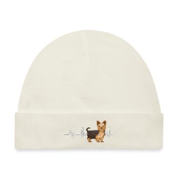 Yorkshire Terrier Yorkshire Terrier Heartbeat - Baby Premium Organic Mütze - Naturweiß - Vorne