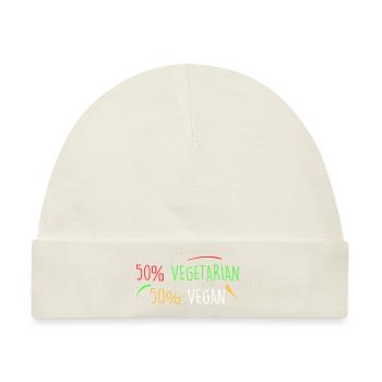 50% vegetarisch 50% vegan - Baby Premium Organic Mütze - Naturweiß - Vorne
