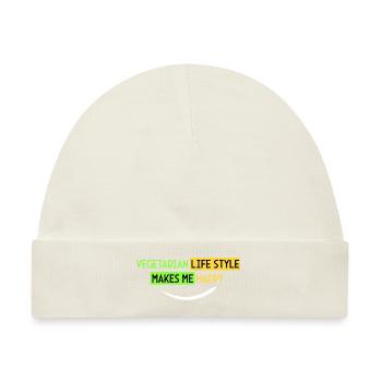 vegetarische Lebensweise - ich bin glücklich - Baby Premium Organic Mütze - Naturweiß - Vorne