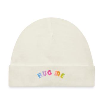 HUG ME Regenbogenfarben - Baby Premium Organic Mütze - Naturweiß - Vorne