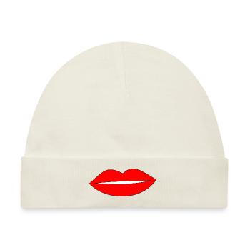 Kussmund Lippenstift Lippen - Baby Premium Organic Mütze - Naturweiß - Vorne