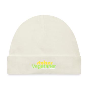 stolzer Vegetarier - Baby Premium Organic Mütze - Naturweiß - Vorne
