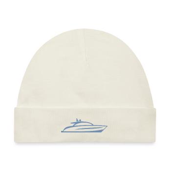 Boot Yacht Silhouette Minimalistisch - Baby Premium Organic Mütze - Naturweiß - Vorne