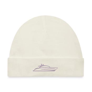 Boot Yacht Silhouette Minimalistisch - Baby Premium Organic Mütze - Naturweiß - Vorne