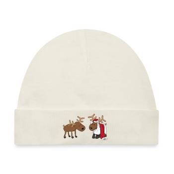 Rentiere verkleiden sich als Weihnachtsmann - Baby Premium Organic Mütze - Naturweiß - Vorne