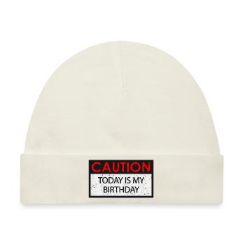 Caution - Birthday (Geburtstag) - Baby Premium Organic Mütze - Naturweiß - Vorne
