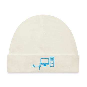 Geschenk Heartbeat Computer PC - Baby Premium Organic Mütze - Naturweiß - Vorne