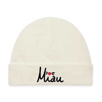 Miau süßer Schriftzug mit Herz , Katze , Geschenk - Baby Premium Organic Mütze - Naturweiß - Vorne
