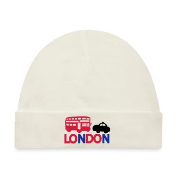 LONDON CAP BLACK & RED BUS - Baby Premium Organic Mütze - Naturweiß - Vorne