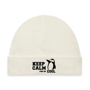 penguin keep calm - Baby Premium Organic Mütze - Naturweiß - Vorne