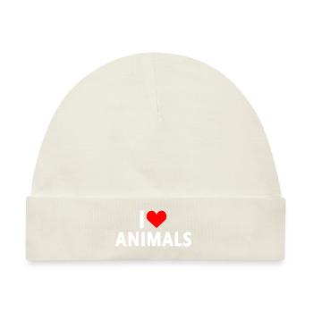 Tiere - Ich liebe Tiere - Baby Premium Organic Mütze - Naturweiß - Vorne