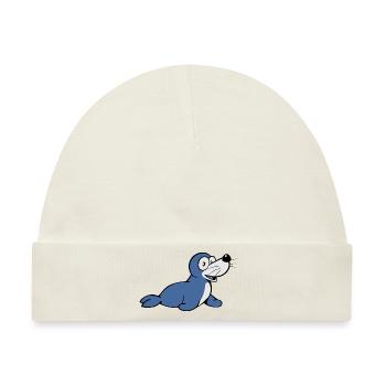 Seehund meer wasser suess lustig schwimmen Pazifik - Baby Premium Organic Mütze - Naturweiß - Vorne