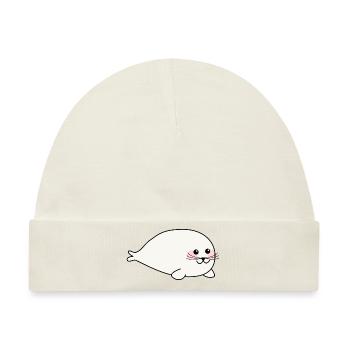 Cute seal baby / Süße Robbe - Baby Premium Organic Mütze - Naturweiß - Vorne