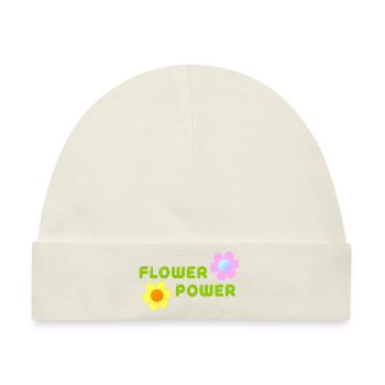 FLOWER POWER - Baby Premium Organic Mütze - Naturweiß - Vorne