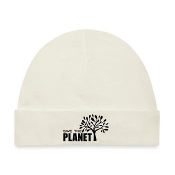 SAVE THE PLANET - Baby Premium Organic Mütze - Naturweiß - Vorne