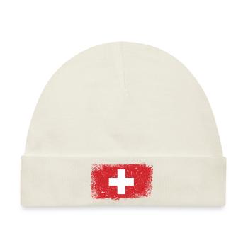 Schweiz Flagge - Baby Premium Organic Mütze - Naturweiß - Vorne