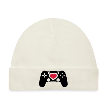 gamer controller herz liebe - Baby Premium Organic Mütze - Naturweiß - Vorne