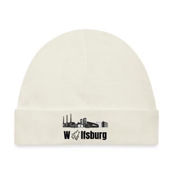 Wolfsburg Fanartikel Wolfsburg Skyline Wölfe Wolf - Baby Premium Organic Mütze - Naturweiß - Vorne