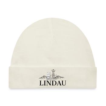 Lindau am Bodensee mit Leuchtturm, Löwe und Bergen - Baby Premium Organic Mütze - Naturweiß - Vorne